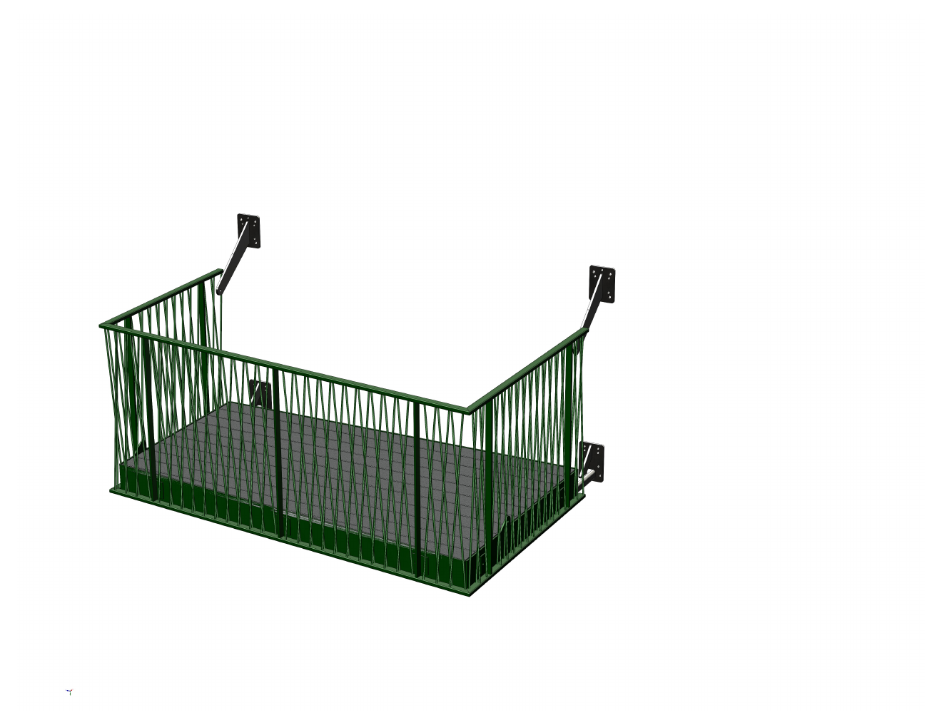 SolidWorks 3D-model af altan med krydsværn