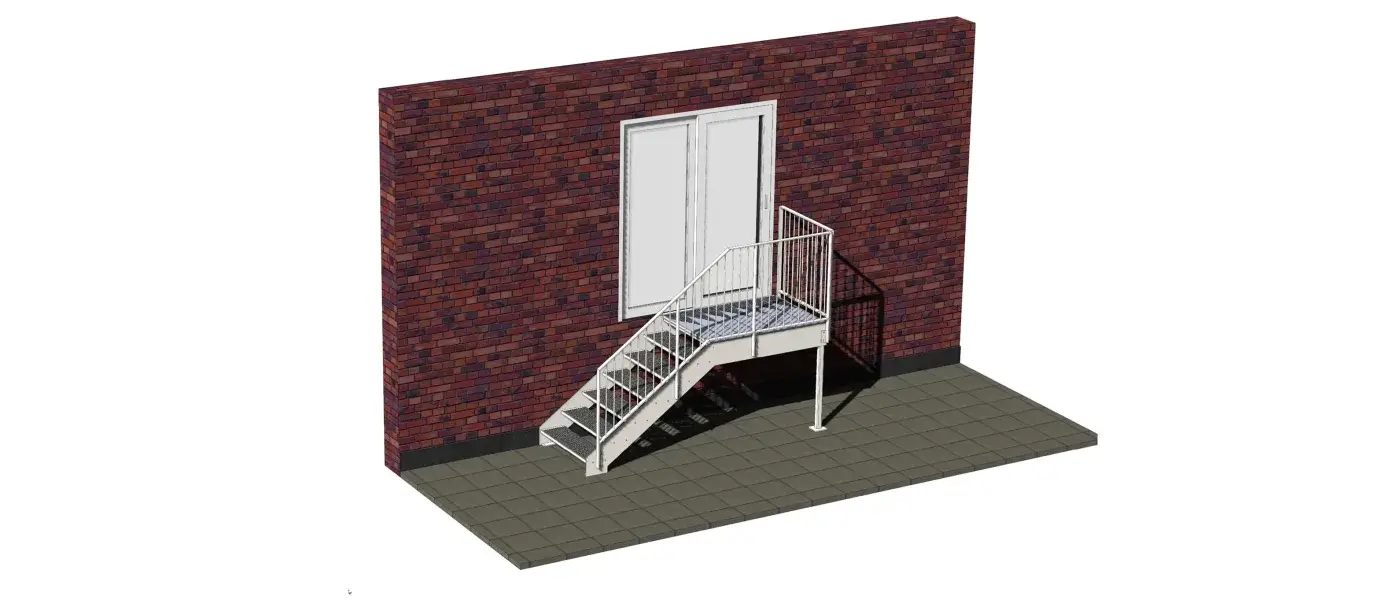 3D model af trappe med repos
